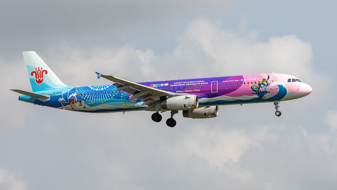 全球首架消博会主题彩绘飞机